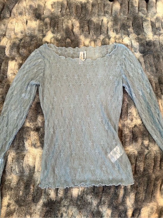Urban Outfitters Tops - Urban Outfitters Light Blue Lace Long-Sleeve Top